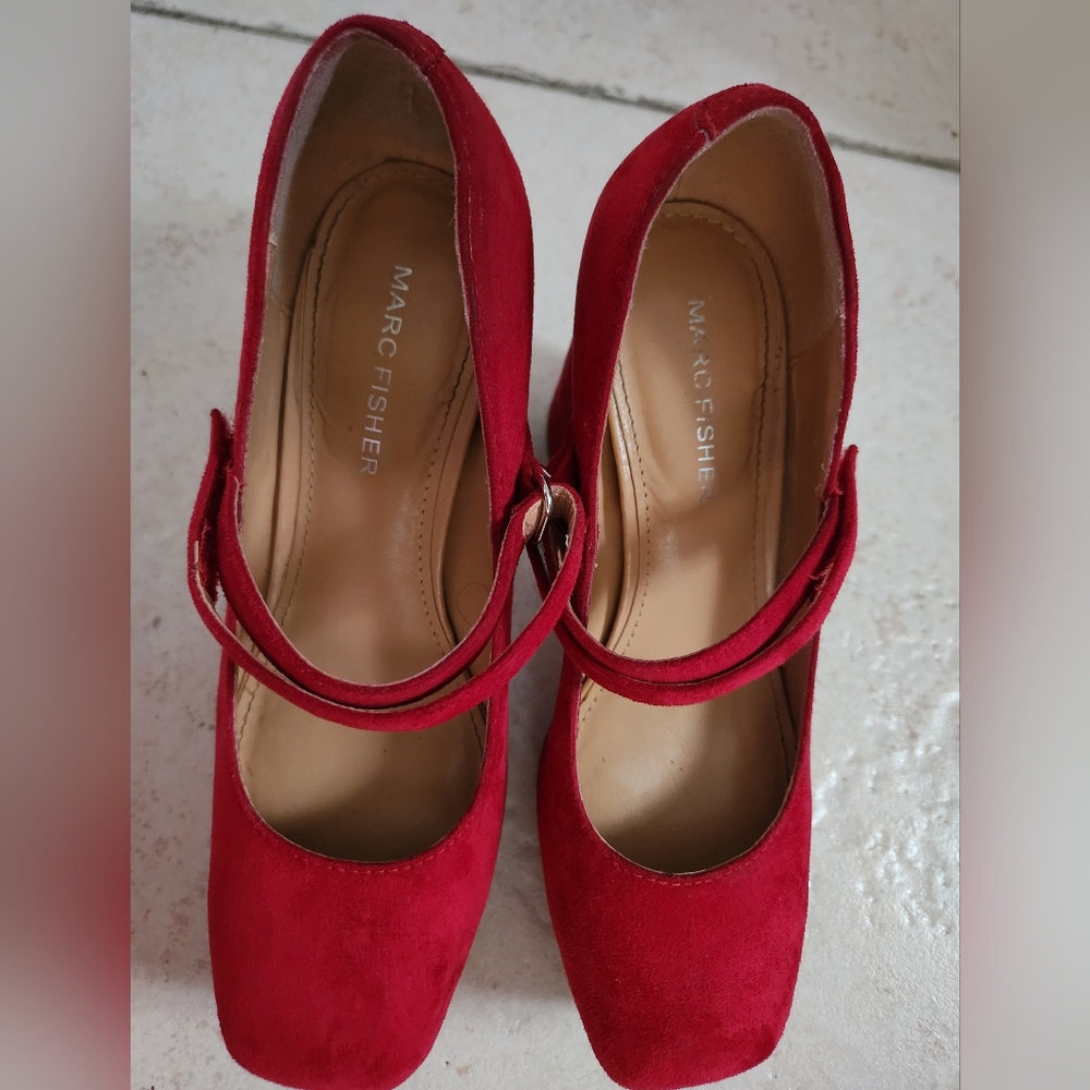 Marc Fisher Red Suede Heels